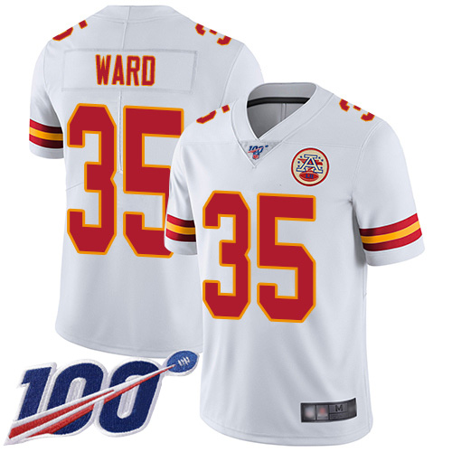 Men Kansas City Chiefs 35 Ward Charvarius White Vapor Untouchable Limited Player 100th Season Football Nike NFL Jersey